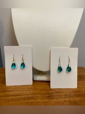 NEW Czech green crystal teardrop earrings (2 styles)
